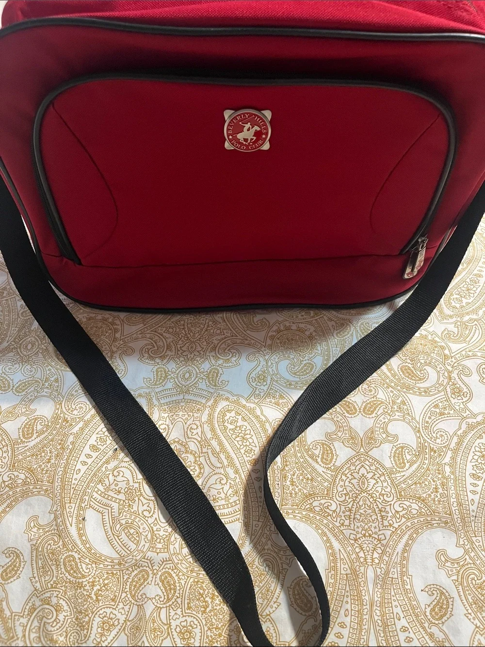 Beverly Hills Polo Club Red Messenger Bag with Black Strap